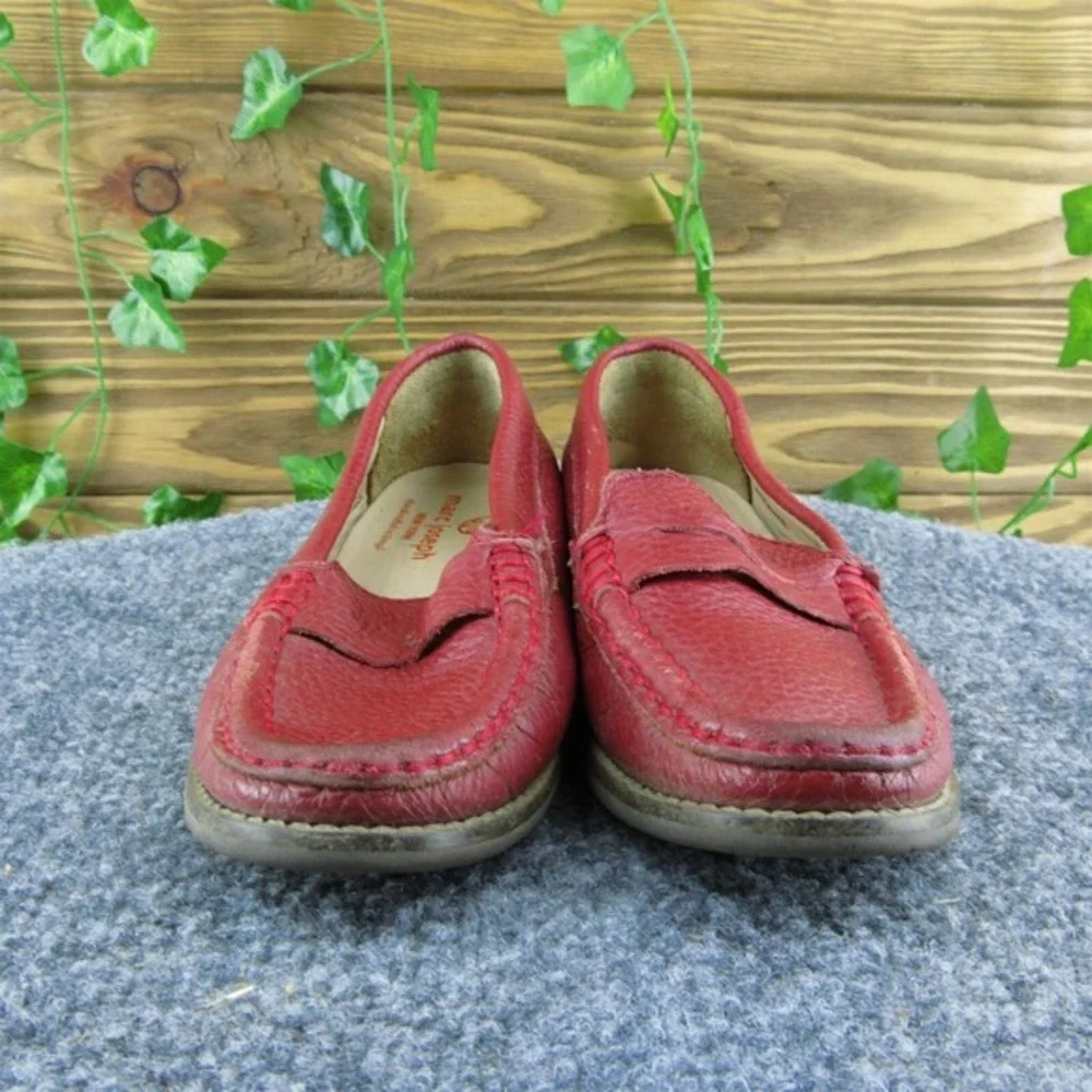 Marc Joseph New York Boys Penny Loafer Shoes Red Leather Slip On Size T 11.5 Med